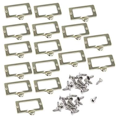 Imagem de 16 Peças 59 x 45 mm Gabinete de arquivos de biblioteca de escritório gaveta cartão etiqueta Etiqueta suporte gaveta puxador com parafusos metal puxador de cartão etiquetas porta-etiquetas etiqueta puxador de armário alça de armação, tom prata