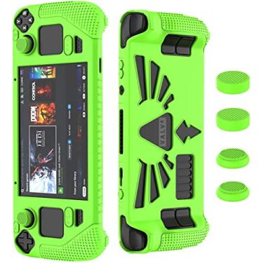 Imagem de Capa protetora TwiHill para Steam Deck, capa macia com 4 * Thumb Grips, kit de proteção total para antiderrapante para Valve Stream Deck (verde)