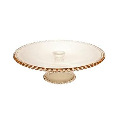 Imagem de WOLFF - Prato para Bolo de Cristal com Pé Âmbar Metalizado 31cm x 11cm - Linha Pearl