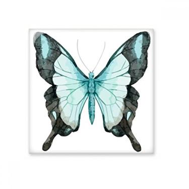 Imagem de Borboleta com asas azuis Azulejo de cerâmica brilhante Decalque de pedra adornada de tijolos vitrificados