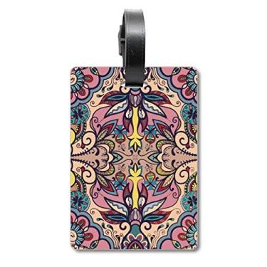 Imagem de Estilo europeu, estampa floral, folhas, mala, etiqueta, cartão de bagagem, etiqueta