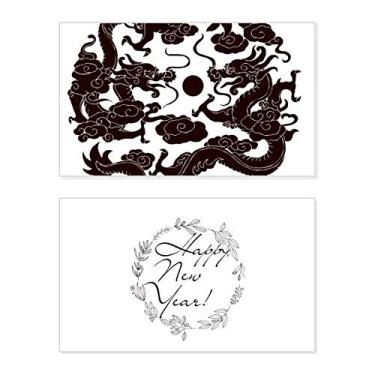 Imagem de Dois dragões chineses animal pérola círculo ano ano novo cartão felicitações mensagem presente