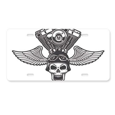 Imagem de DIYthinker Óculos de luz esqueleto padrão motocicleta placa de carro decoração de aço inoxidável acessório