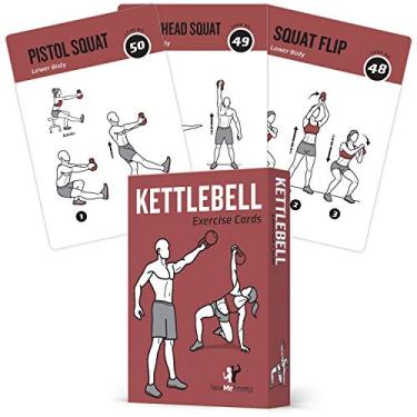 Imagem de KETTLEBELL EXERCISE CARDS Home Gym Workouts HIIT Strength Training Build Muscle Total Body Fitness Guide Training Routines Bodybuilding Personal Learn KB Moves 3.5"x5" Cards Burn Fat