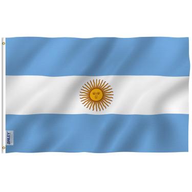 Imagem de Bandeira da Argentina ANLEY Fly Breeze 3x5 pés – cores vivas e resistente ao desbotamento UV – cabeçalho de lona e costura dupla – bandeiras nacionais argentinas poliéster com ilhós de latão 3x5 pés