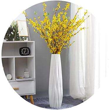Imagem de Piso Branco Cerâmico Simples Decorativo, Vasos De Chão Decorativos Altos 24 Polegadas, Vaso De Chão Alto Para Galhos De Grama De Pampas Flores Artificiais, Vasos De Chão Grandes Para Casa Moderna
