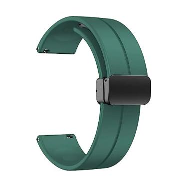 Imagem de Pulseira 22mm Silicone Fecho Magnetico Preto LTIMPORTS, compativel com Samsung Galaxy Watch 3 45mm - Galaxy Watch Lte 46mm Sm-R800 - Gear S3 Frontier - Amazfit GTR 2, 3 e 4 (Verde Pinho)
