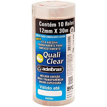 Imagem de Fita Adesiva 12X30 Transparente Polisil Adelbras - Pacote Com 10 Unidades