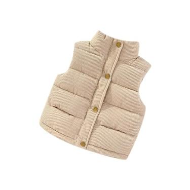 Imagem de Casaco infantil para meninos e meninas, colete de veludo cotelê para bebês ao ar livre, torre, jaquetas, blusas, jaquetas de inverno para crianças pequenas, Branco, 5-6 Anos