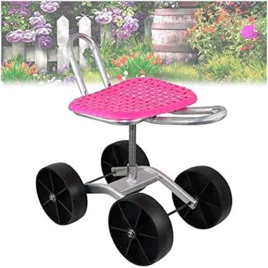 Imagem de Assento De Trabalho Com Rodízio Para Jardim De 4 Rodas, Banco De Joelho Para Jardim Resistente Com Altura Ajustável, Assento De Jardinagem Giratório De 360 ​​graus, Para Capina, Plantio E Cuidado