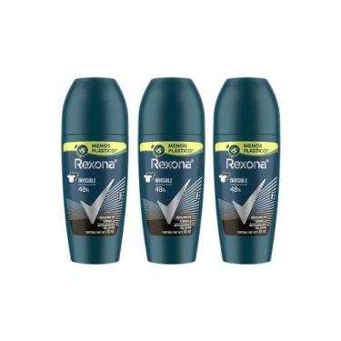 Imagem de Desodorante Roll-On Rexona 50ml Masculino Invisible - Kit C/3Un