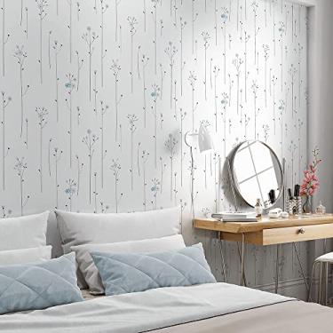 Imagem de Papel de Parede de Flores Para Quarto Delicado Autocolante Adesivo Lavável