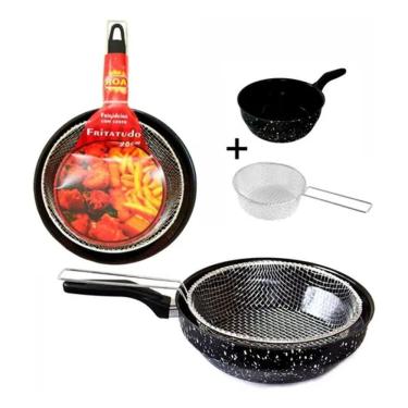 Imagem de Frigideira Fritatudo Fritadeira Cesto 20cm Esmaltada Roa