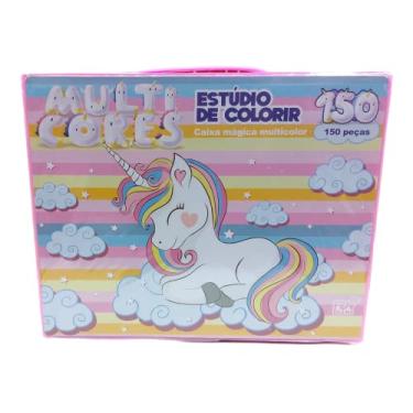 Imagem de Estojo Completo De Pintura Infantil Com 150 Peças + 30 Desenhos Kit Escolar Maleta Presente Criança Desenhar Pintar Giz de Cera Tinta Lápis de Cor Para Menina Rosa Feminino