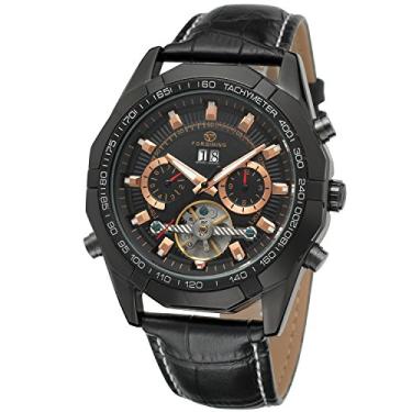 Imagem de Relógio Masculino Forsining Auto Winding Original Turbilhão Automático Calendário Pulseira de Couro FSG340M3B1