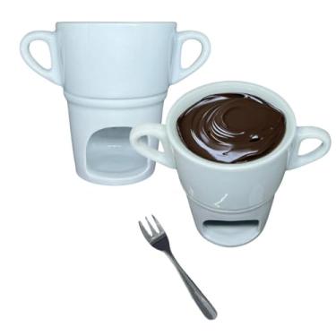 Imagem de Kit 2 Caneca para Fondue Individual Porcelana Branca 250ml