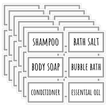 Imagem de Segbeauty 36 etiquetas de banheiro brancas, etiquetas autoadesivas à prova d'água para garrafas, adesivos removíveis para dispensador de sabão etiquetas de banheiro para organizar xampu condicionador sabonete corporal banho sal casa viagem