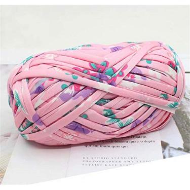 Imagem de 1 peça de camiseta colorida fio de tricô tecido de crochê para arte de tecido de malha DIY (#43 flor rosa)