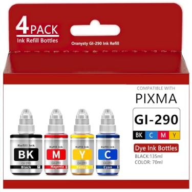 Imagem de Garrafas de tinta de reposição GI290 compatíveis para Canon PIXMA G1000 G1200 G1800 G2100 G2200 G2400 G2800 G3200 G3600 G3800 G4100 G4600 G4210 megat. Impressora a jato de tinta ank .1Bk, 1C, 1M, 1Y,