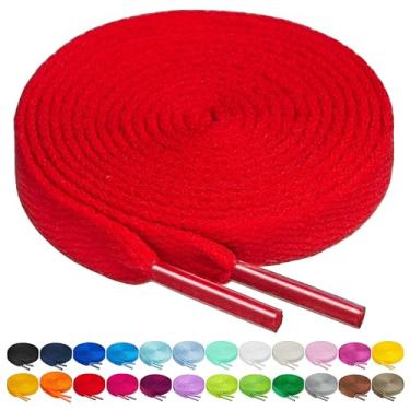 Imagem de Cadarços de bétula em 27 cores, cadarços de sapato de 1,4 cm em 4 comprimentos diferentes, Vermelho, 29.5"(75cm) S