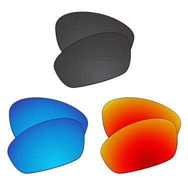 Imagem de EZReplace Lentes de reposição para óculos de sol Oakley Straight Jacket 2007 (lentes polarizadas) – Serve para armação Oakley Straight Jacket 2007 (preto carbono + azul gelo + vermelho fogo)