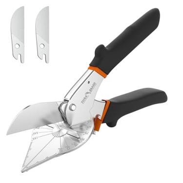 Imagem de FLORA GUARD Tesoura de esquadria, tesoura de corte para corte angular de moldagem, ajustável de 45 a 135 graus, ferramenta manual para rodapés, PVC, DIY, carpintaria e artesanato, com 2 lâminas de