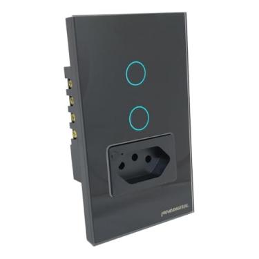 Imagem de Interruptor Inteligente Zigbee de 2 Botões e 1 Tomada 20A Tuya Smart Life NovaDigital 20A Automação Compatível com Alexa