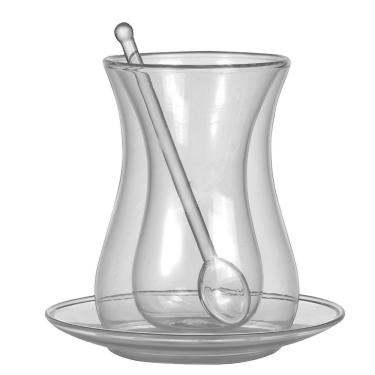 Imagem de Conjunto Copo Silhueta Vidro Duplo, Colher e Pires Ah! Natu