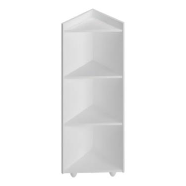 Imagem de Cantoneira Prateleira para Banheiro, Sala, Cozinha, Armario Multiuso Nicho Madeira Cor Branco Com Pezinho de Chão ou Parede