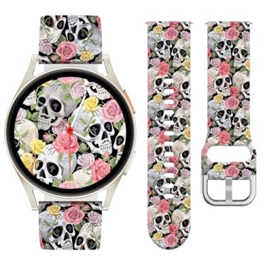 Imagem de Watbro Pulseira de relógio de Halloween compatível com Samsung Galaxy Watch 7/FE/6/5/4 com pingentes, pulseira esportiva de silicone macio de 20 mm para Garmin Vivoactive 5/Vivoactive 3 Smart Watch