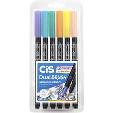 Imagem de Caneta pincel dual Brush Aquarelável com 6 cores Pastel Cis