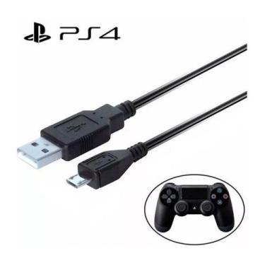 Imagem de Cabo Carregador Controle PS4 Micro Usb V8 Preto - Fast Charge