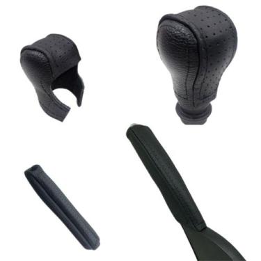 Imagem de Capas em couro manopla do câmbio e freio mão Citroen C4 Glx 2007 2008 