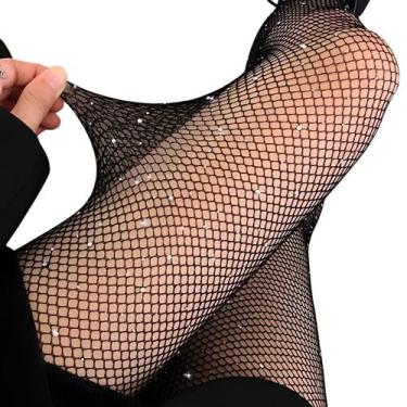 Imagem de Meia Calça Infantil Arrastão Adulto Preta com Strass Brilho Trama Aber