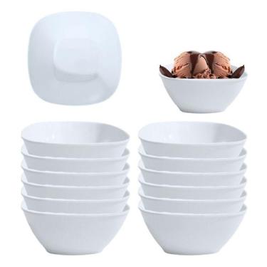 Imagem de 12 Tigela Cumbuca Bowl Quadrado em Melamina 550ml Poke Sopas Caldos - 