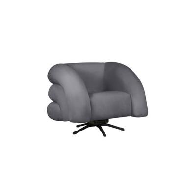 Imagem de Poltrona Base Giratória e Balanço Micheli Veludo Cinza - Mazzero Decor