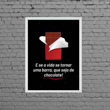 Imagem de Quadro Decorativo Barra De Chocolate 24X18Cm Moldura Branca - Quadros 