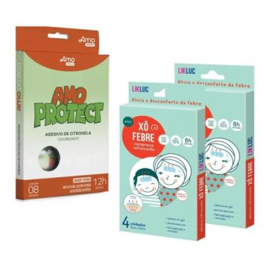 Imagem de Kit 8 Sai Mosquito Repelente e 8 Compressas Babydeas Alivio Xô Febre