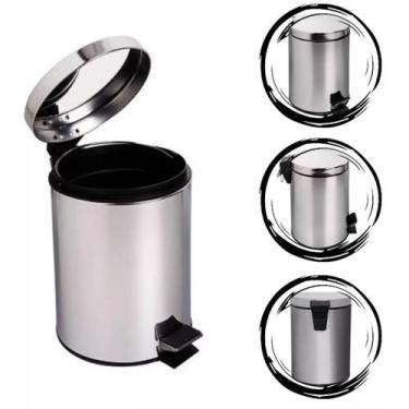 Imagem de Lixeira Inox Banheiro 5 Litros Cozinha Cesto Com Pedal Tampa - Tesla S