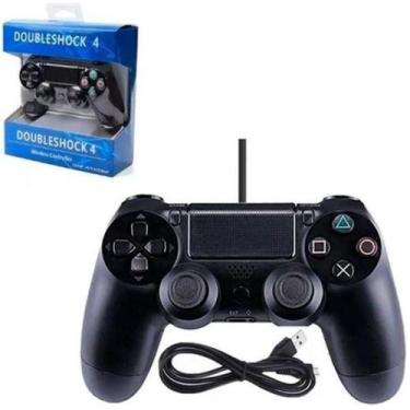 Imagem de Controle Wired  com fio Double  COMPATIVEL  PARA PS4 - PS4 e PC - Pret
