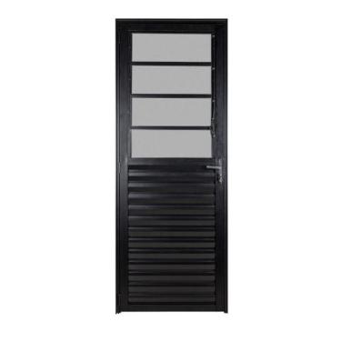 Imagem de Porta basculante 2,10x70 lado DIREITO no alumínio preto - Comercial Pa