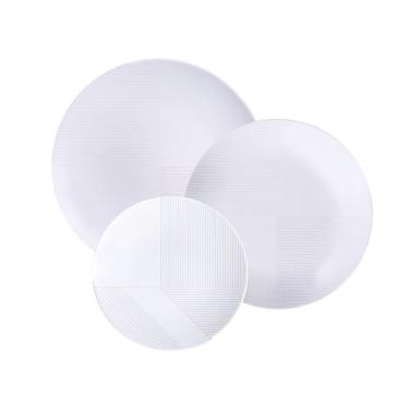 Imagem de Jogo De Pratos Tramontina Grid Em Porcelana Decorada 12 Peças