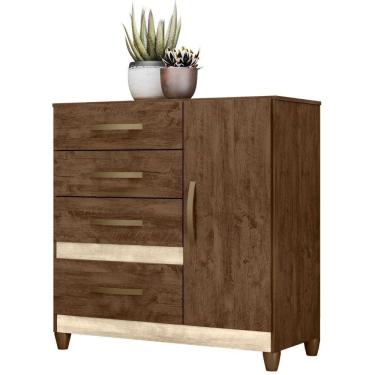 Imagem de Cômoda Sapateira Vênus 4 Gavetas Castanho Wood Avelã Moval