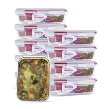 Imagem de KIT 10 Potes de Vidro Retangular com Tampa Hermética 1520ml - U4HOME, 