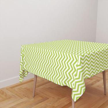 Imagem de Toalha De Mesa Quadrada 4 Lugares Tecido Oxford Chevron Verde Limão TL