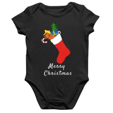 Imagem de Body Bebê Algodão Socket Merry Christmas - Foca na Moda, Preto, GG
