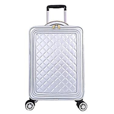 Imagem de Mala de transporte leve moderna, conjunto de bagagem de 61 cm, caixa de transporte universal, para viagem, 50 cm, versão coreana para mulheres, capa rígida para viagens, Apenas bagagem de prata, 24"