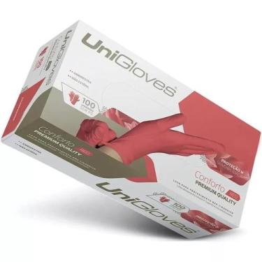 Imagem de Luva Descartável Látex Vermelha Red Com Po C/100 Unigloves, P