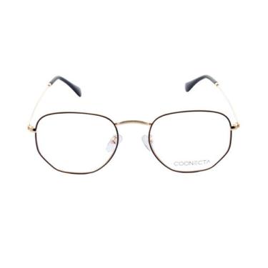 Imagem de Armação para Óculos de Grau Coonecta X5951 Feminino Hexagonal em Metal