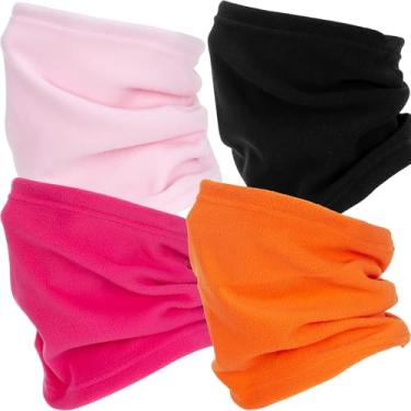 Imagem de Zollen Polaina de pescoço multifuncional à prova de vento com 4/3/1 para homens e mulheres, Rosa, preto, rosa, vermelho, laranja, 20x26cm